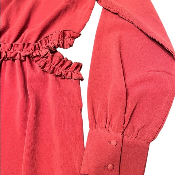 Lulus Autumn Bliss Rusty Rose Long Sleeve Cutout Mini Dress Size L - Picture 14 of 16